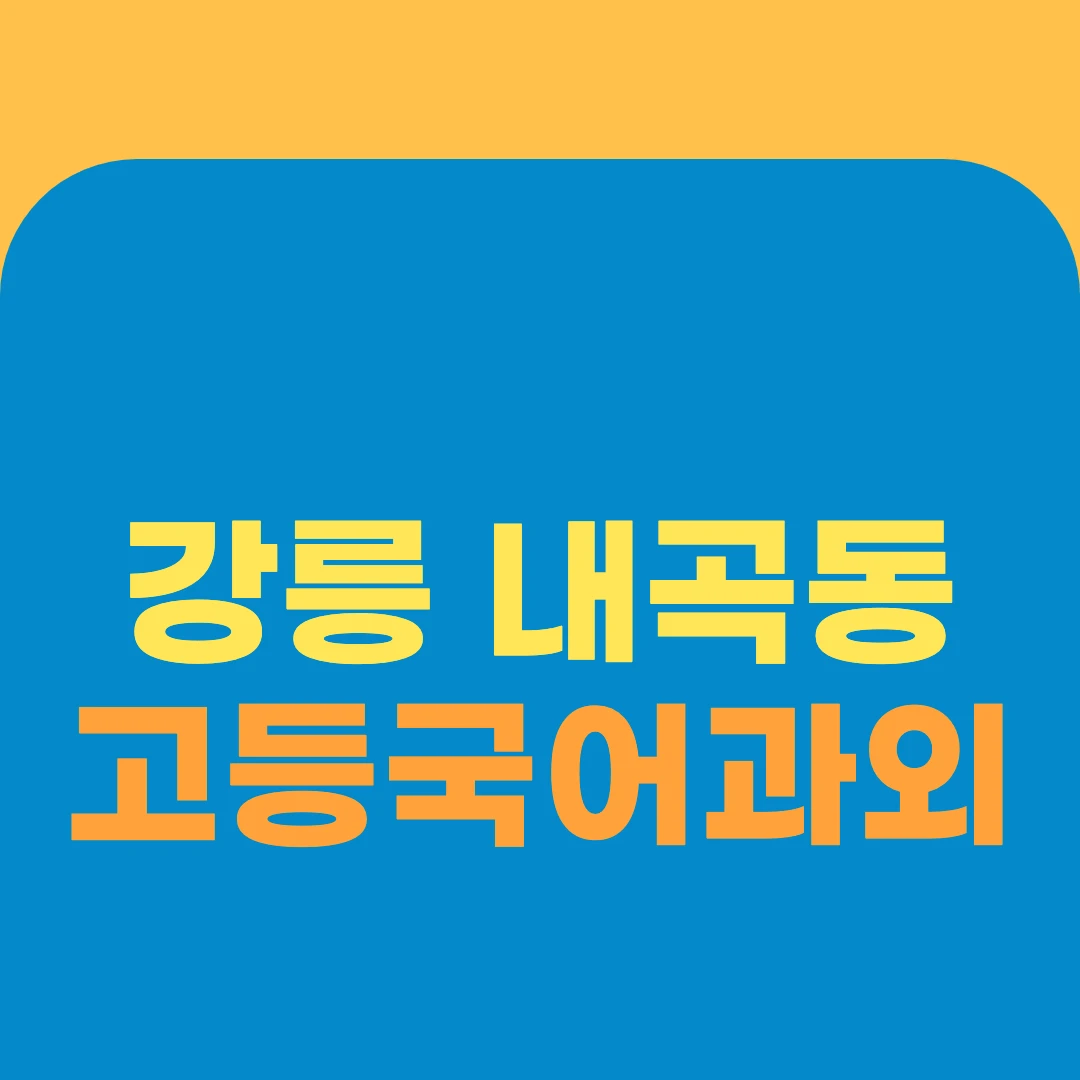 강릉 내곡동 고등국어과외