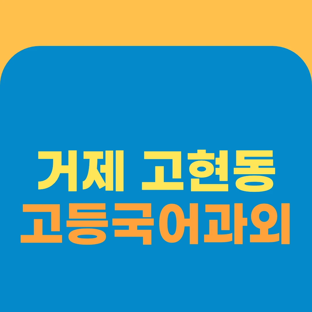 거제 고현동 고등국어과외