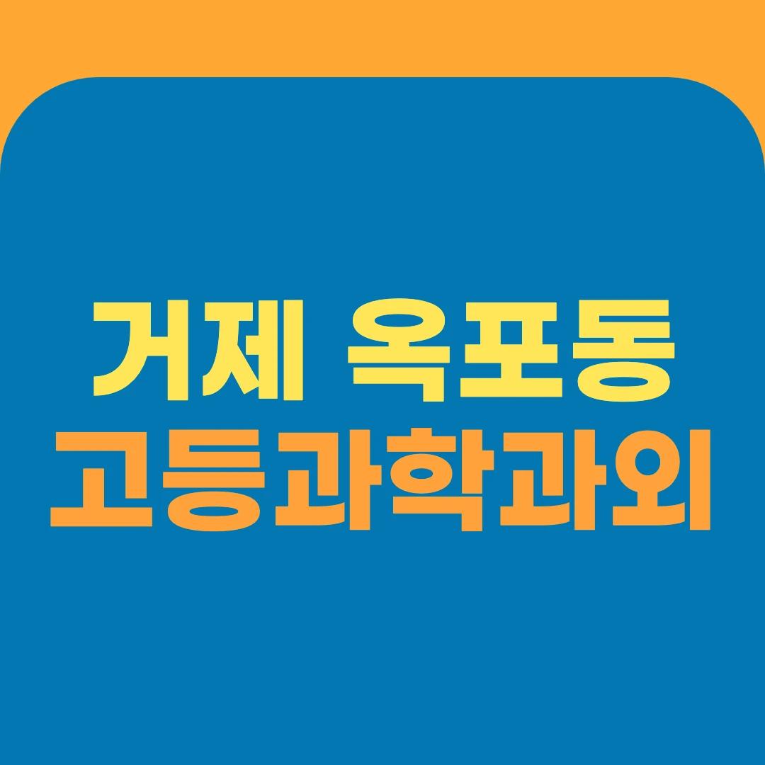 거제 옥포동 고등과학과외