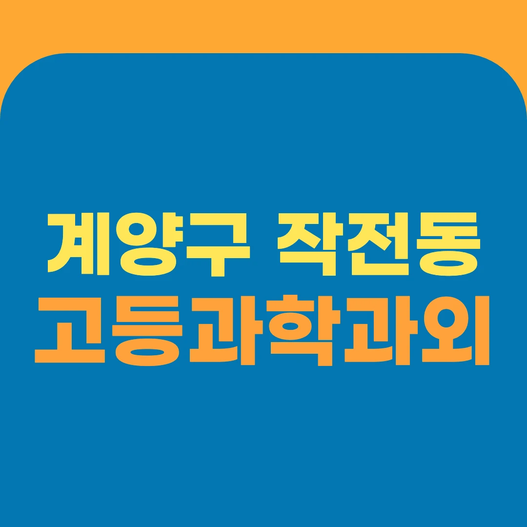 계양구 작전동 고등과학과외