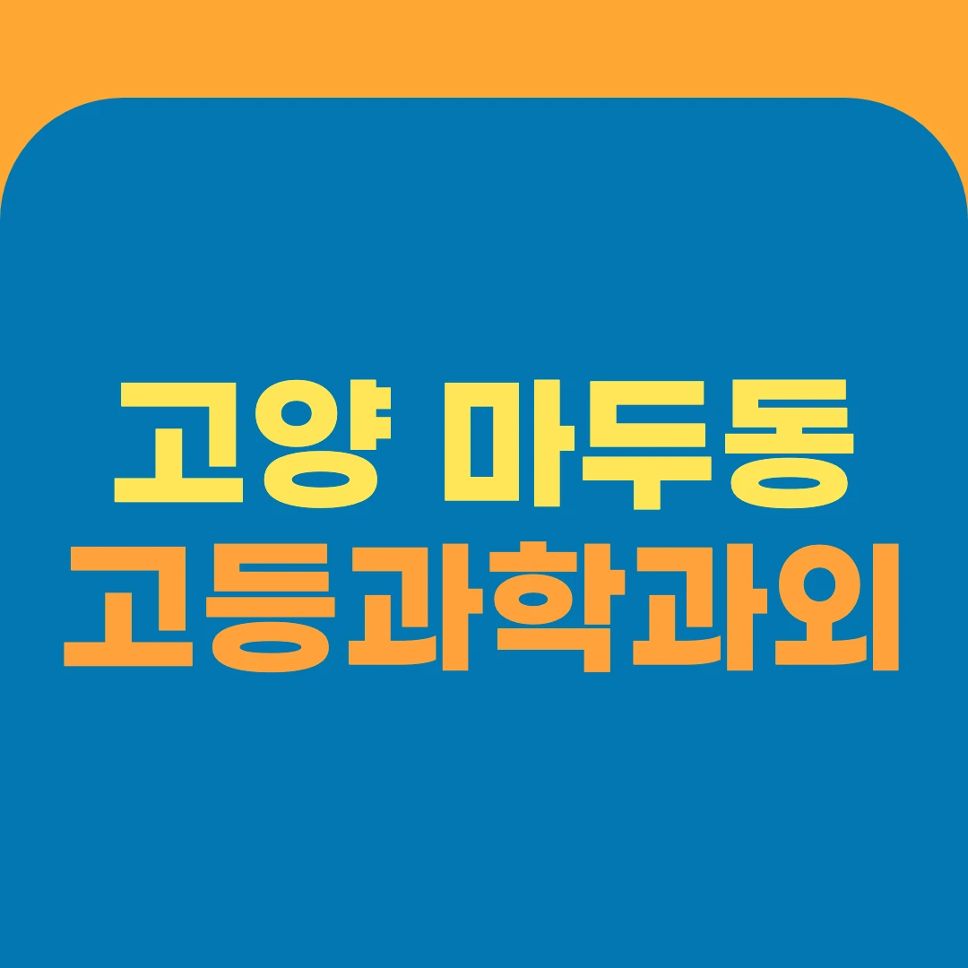 고양 마두동 고등과학과외