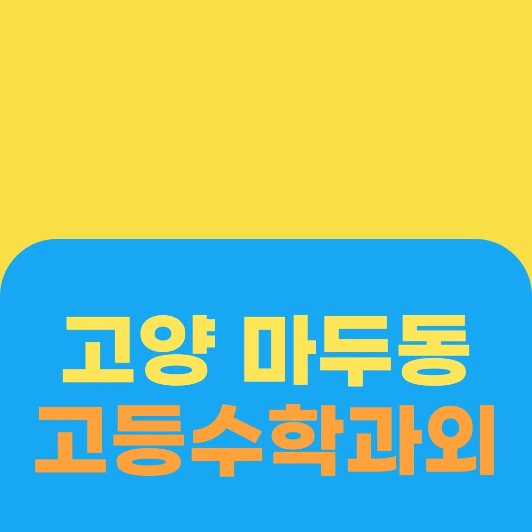 고양 마두동 고등수학과외