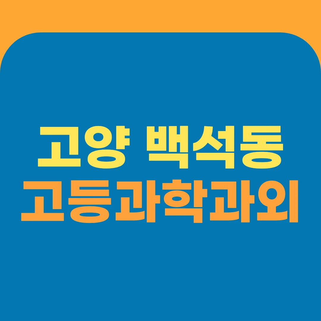 고양 백석동 고등과학과외
