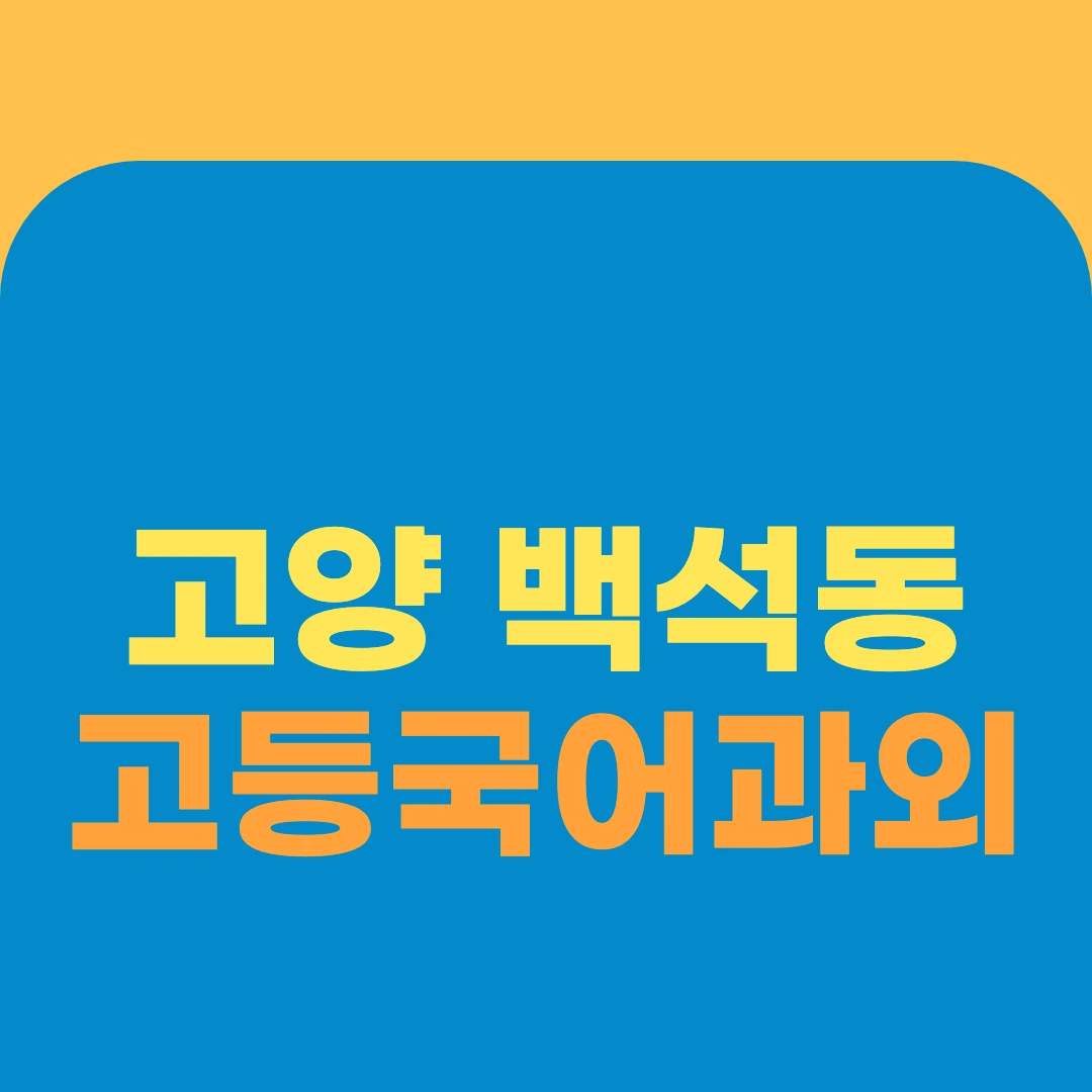 고양 백석동 고등국어과외