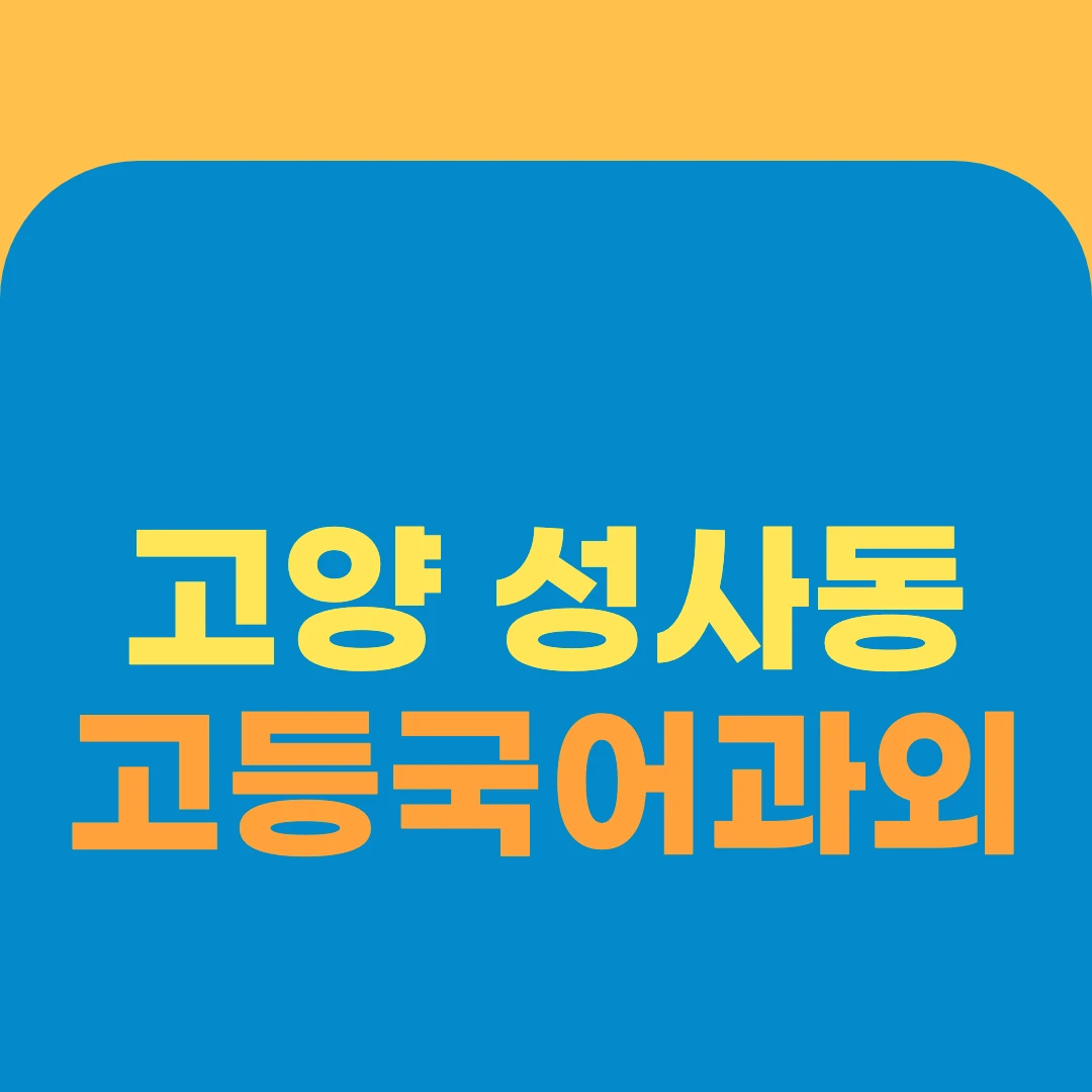 고양 성사동 고등국어과외