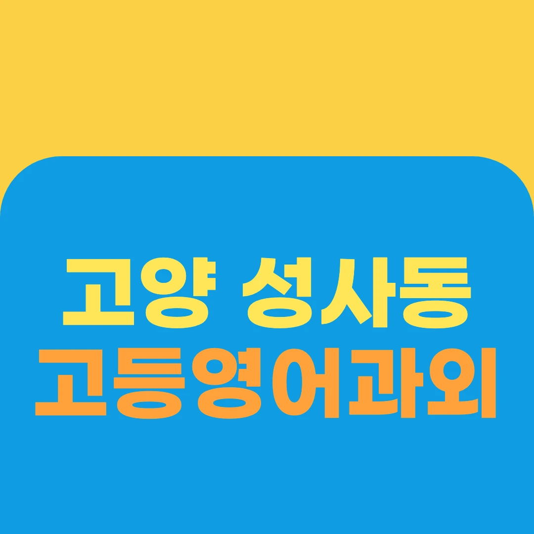 고양 성사동 고등영어과외