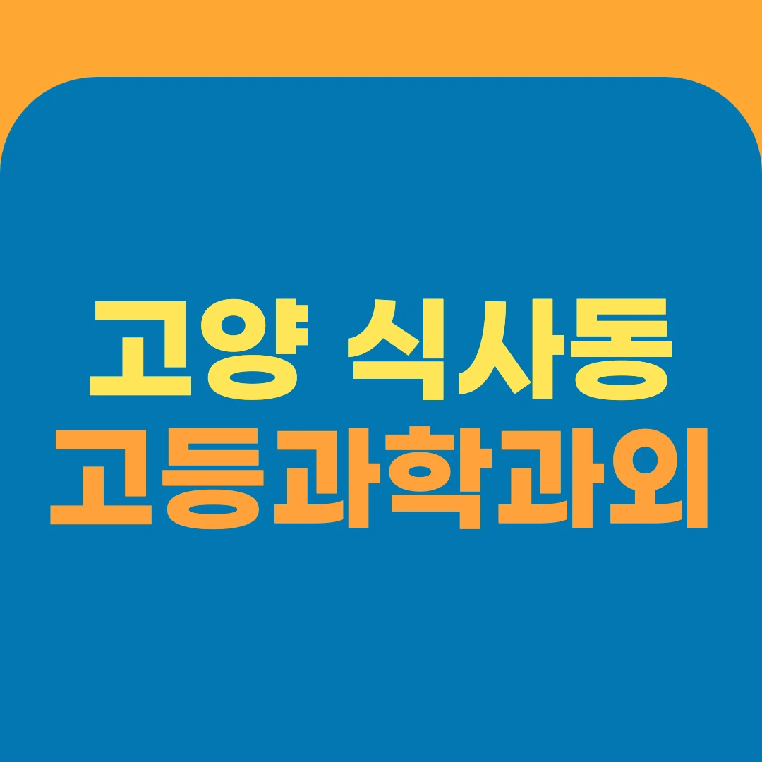 고양 식사동 고등과학과외