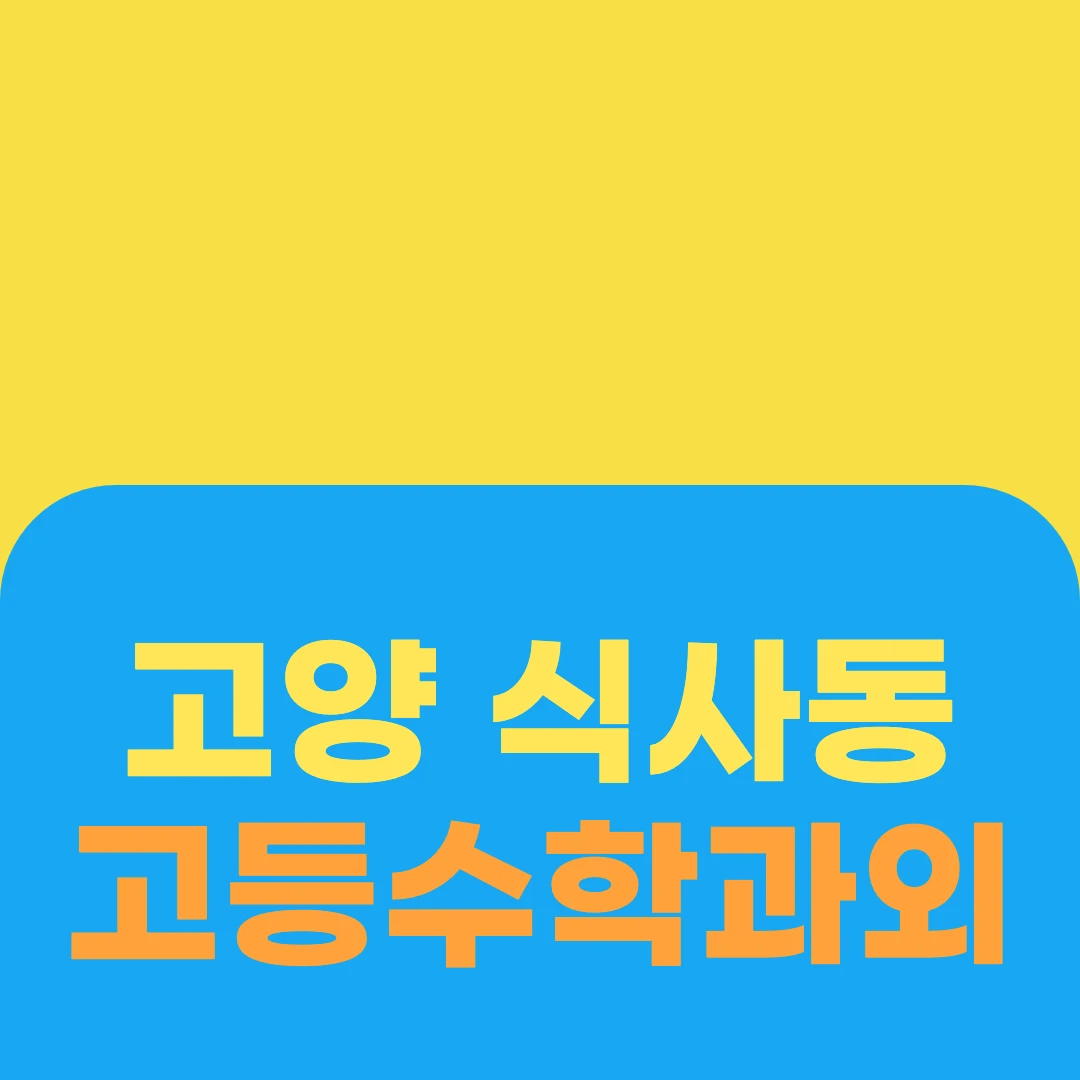 고양 식사동 고등수학과외