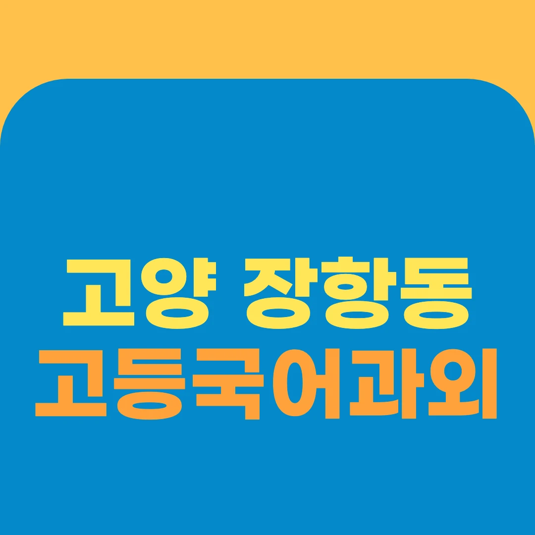 고양 장항동 고등국어과외