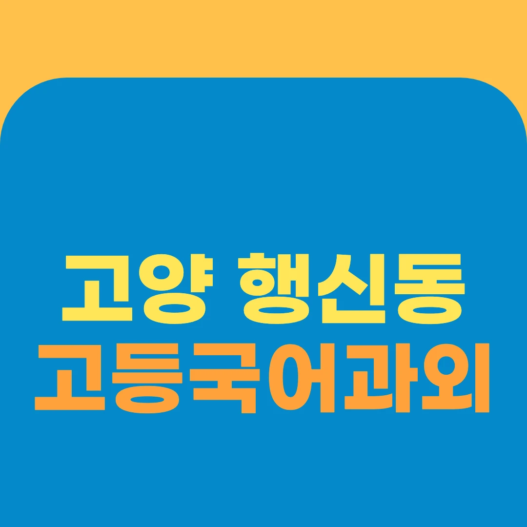 고양 행신동 고등국어과외