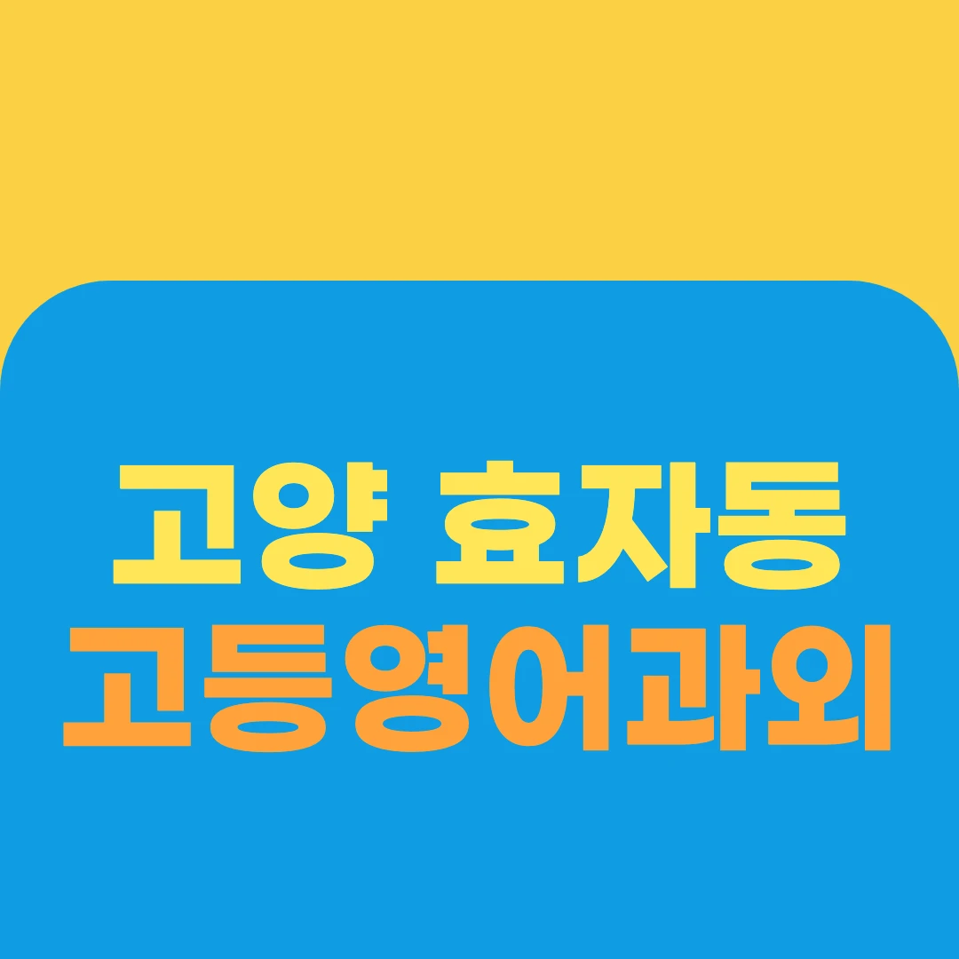 고양 효자동 고등영어과외