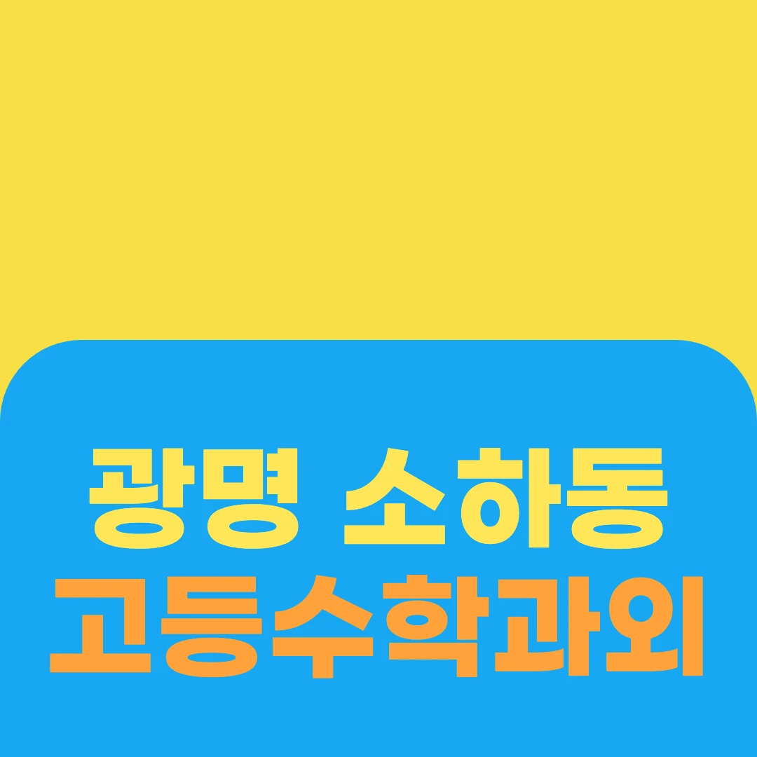 광명 소하동 고등수학과외