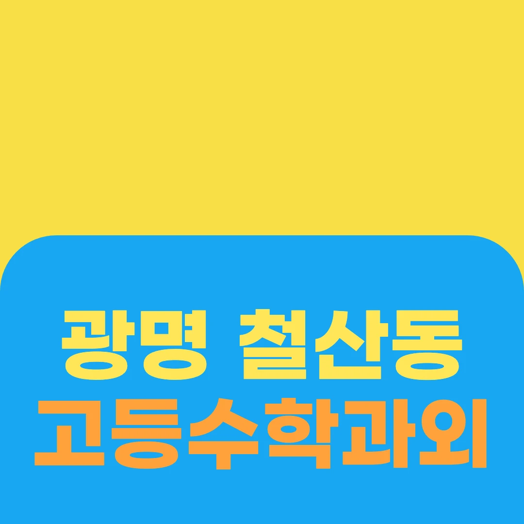 광명 철산동 고등수학과외