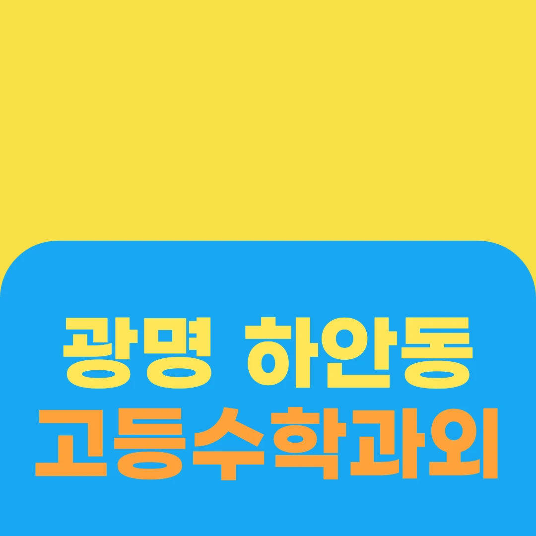 광명 하안동 고등수학과외