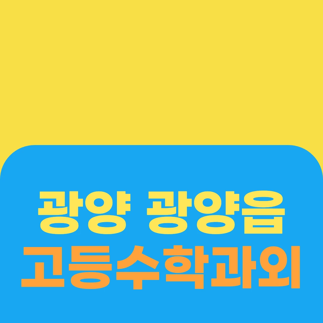 광양 광양읍 고등수학과외