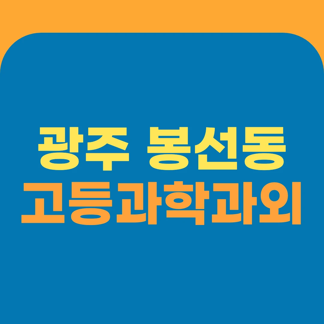 광주 봉선동 고등과학과외