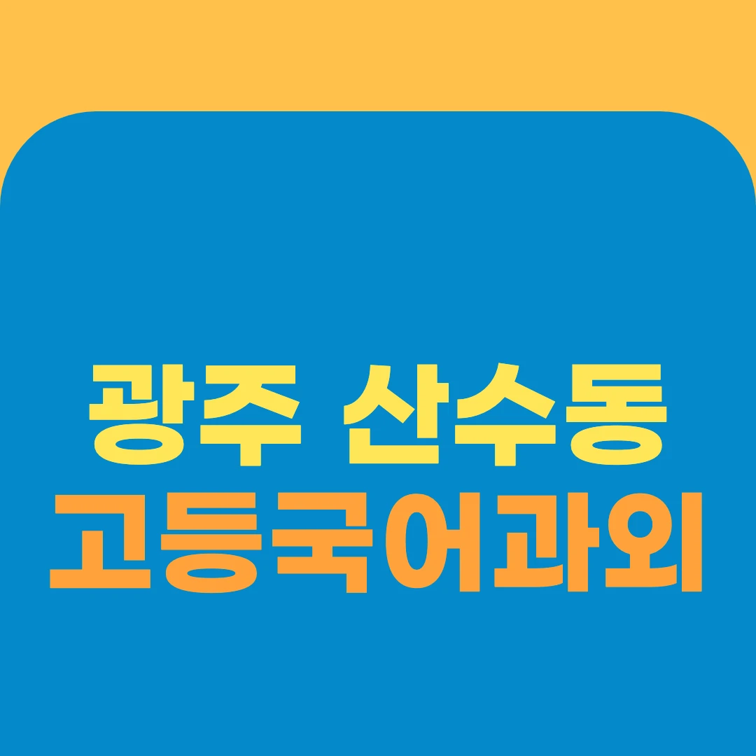 광주 산수동 고등국어과외