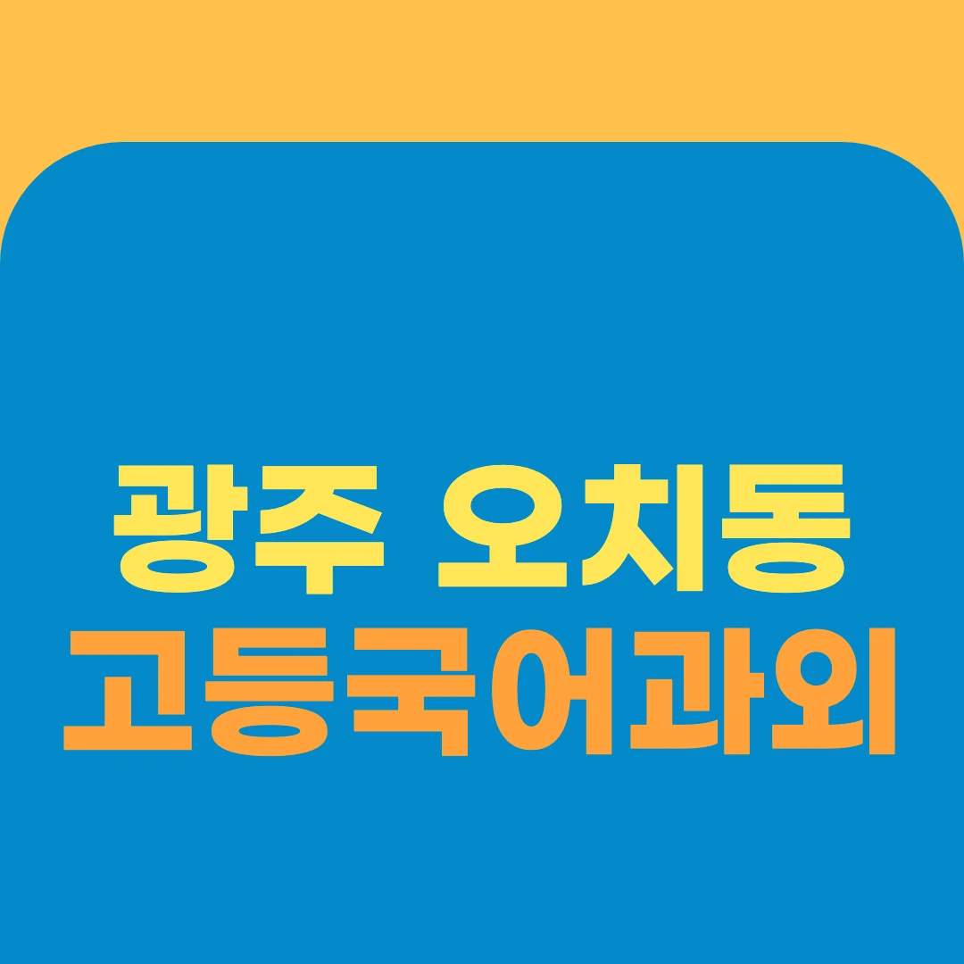 광주 오치동 고등국어과외