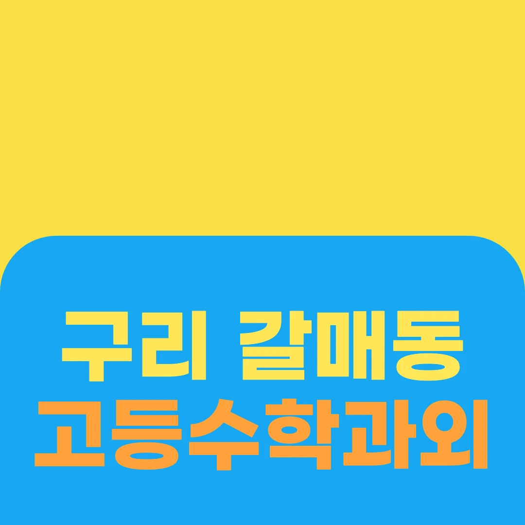 구리 갈매동 고등수학과외