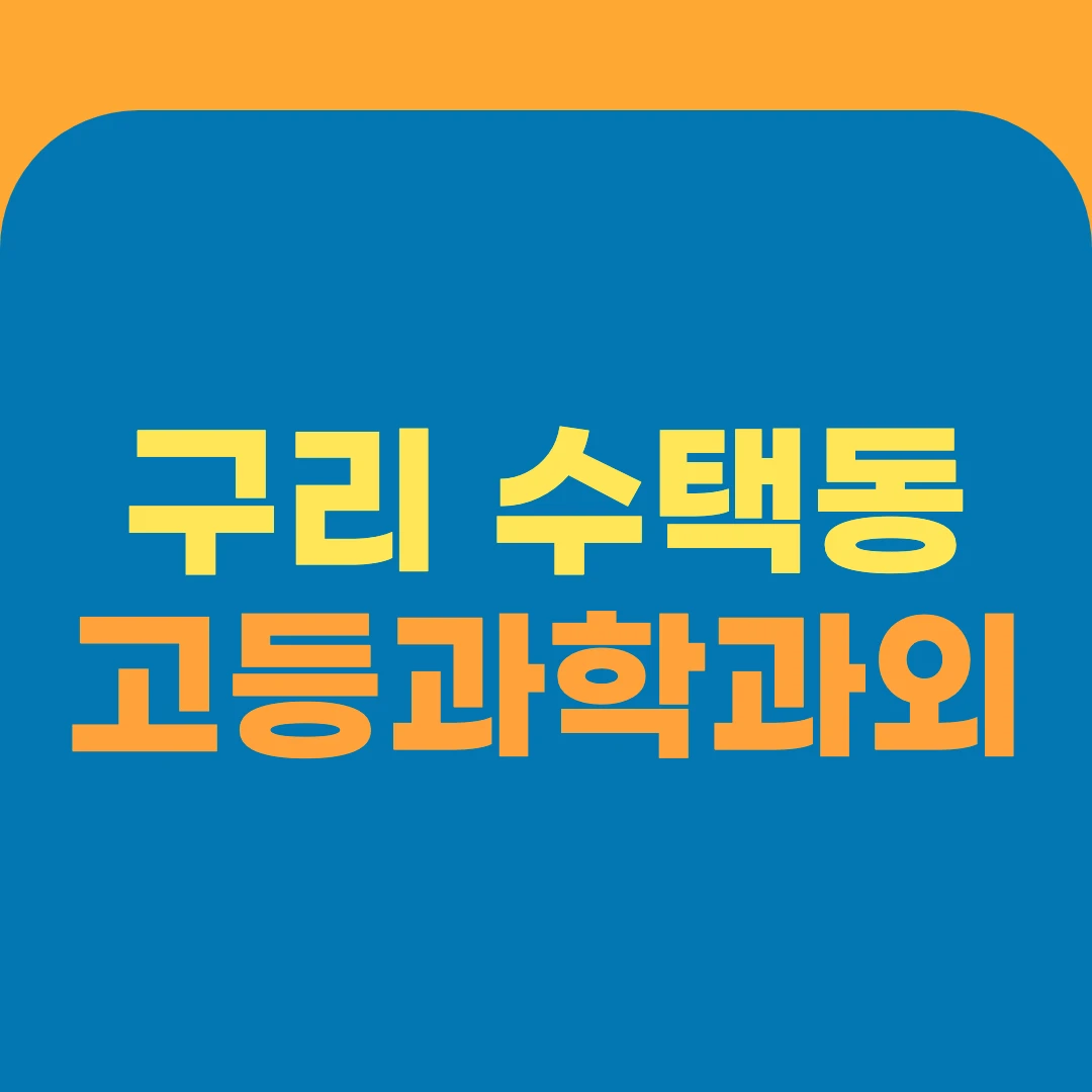 구리 수택동 고등과학과외