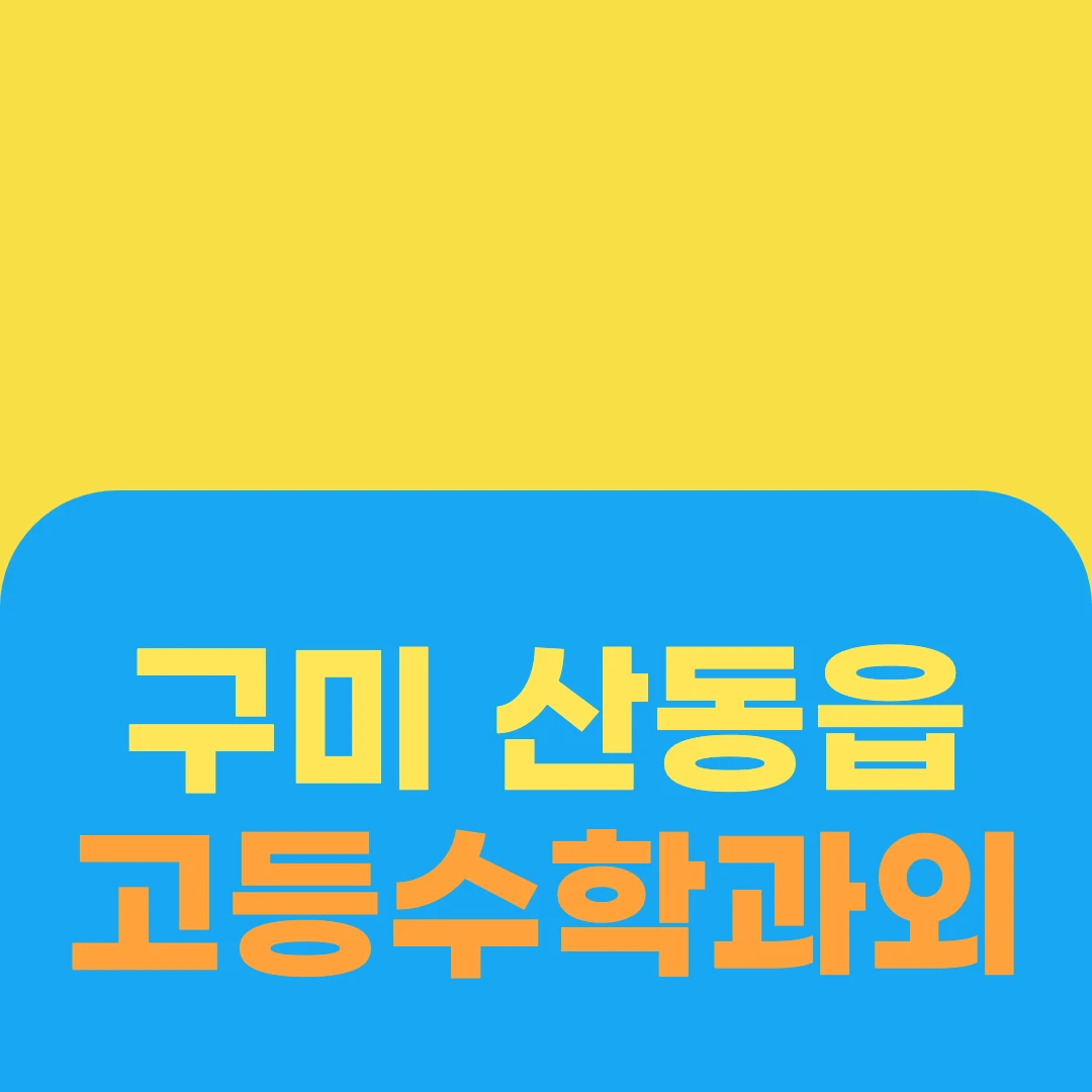 구미 산동읍 고등수학과외