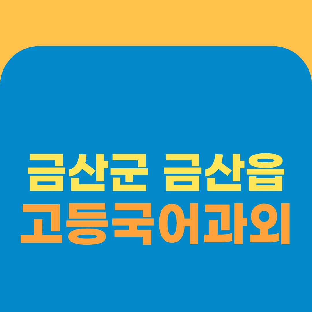 금산군 금산읍 고등국어과외