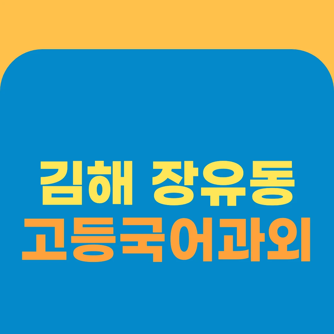 김해 장유동 고등국어과외