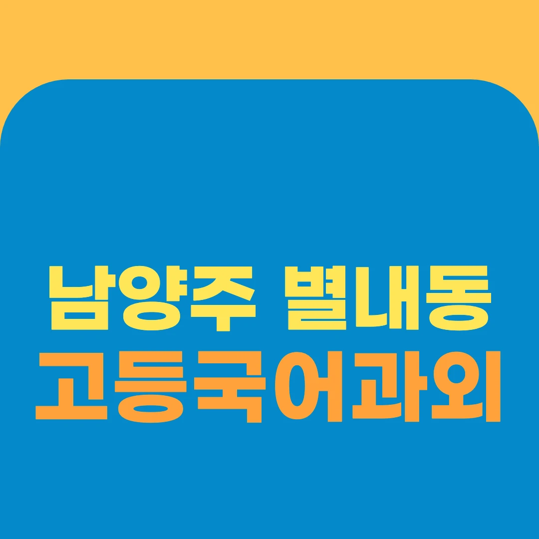 남양주 별내동 고등국어과외