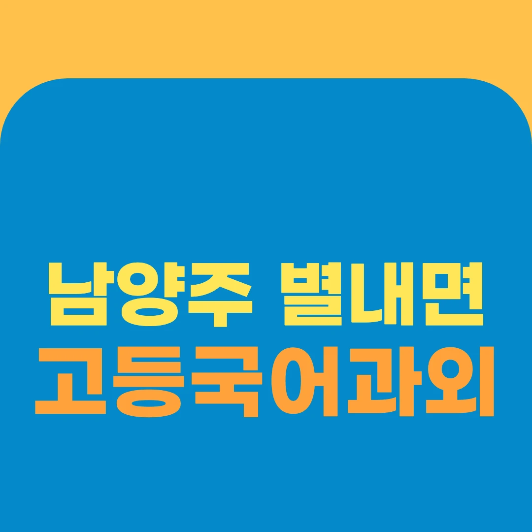 남양주 별내면 고등국어과외