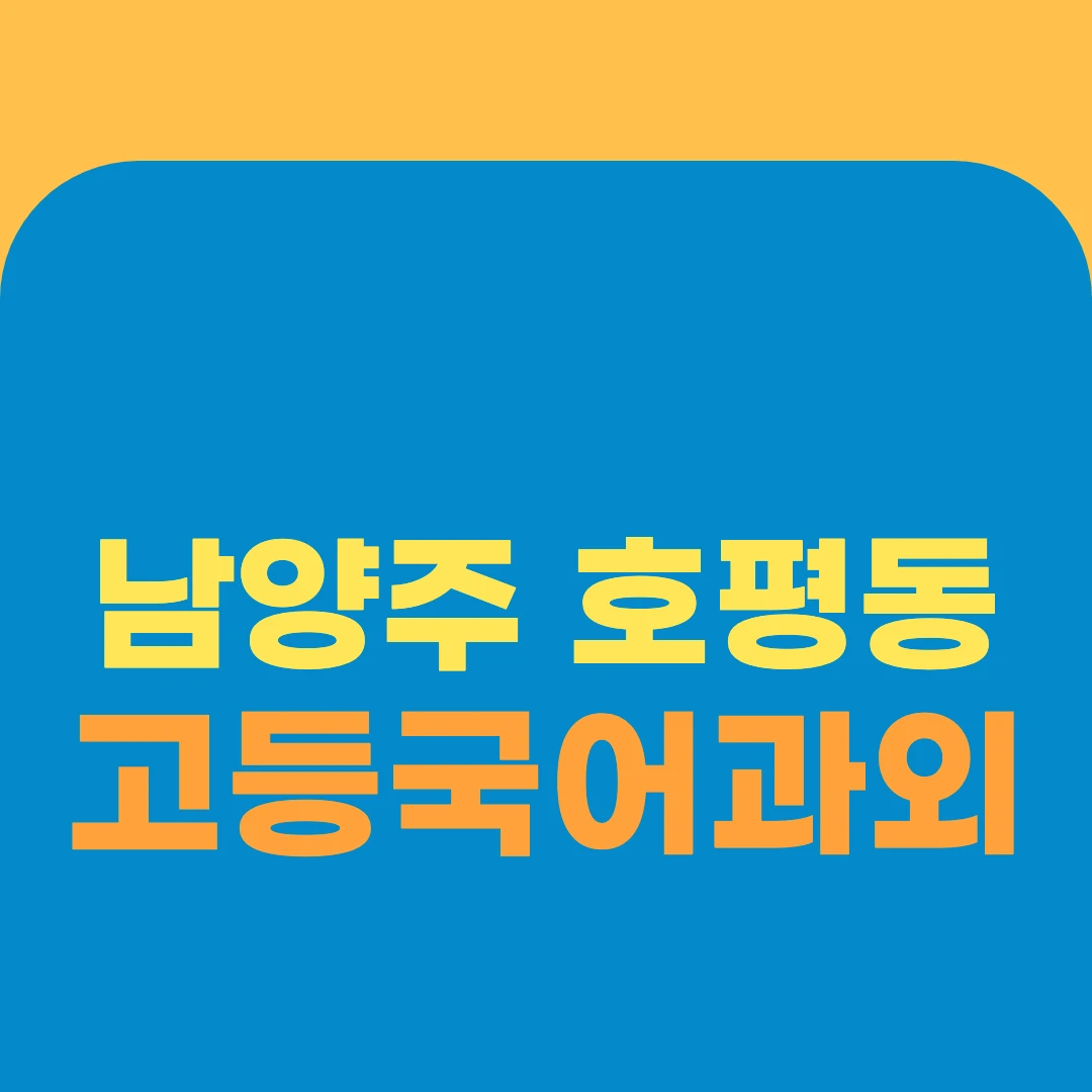 남양주 호평동 고등국어과외