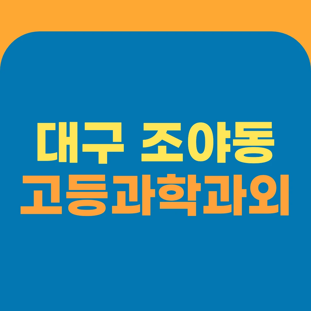 대구 조야동 고등과학과외