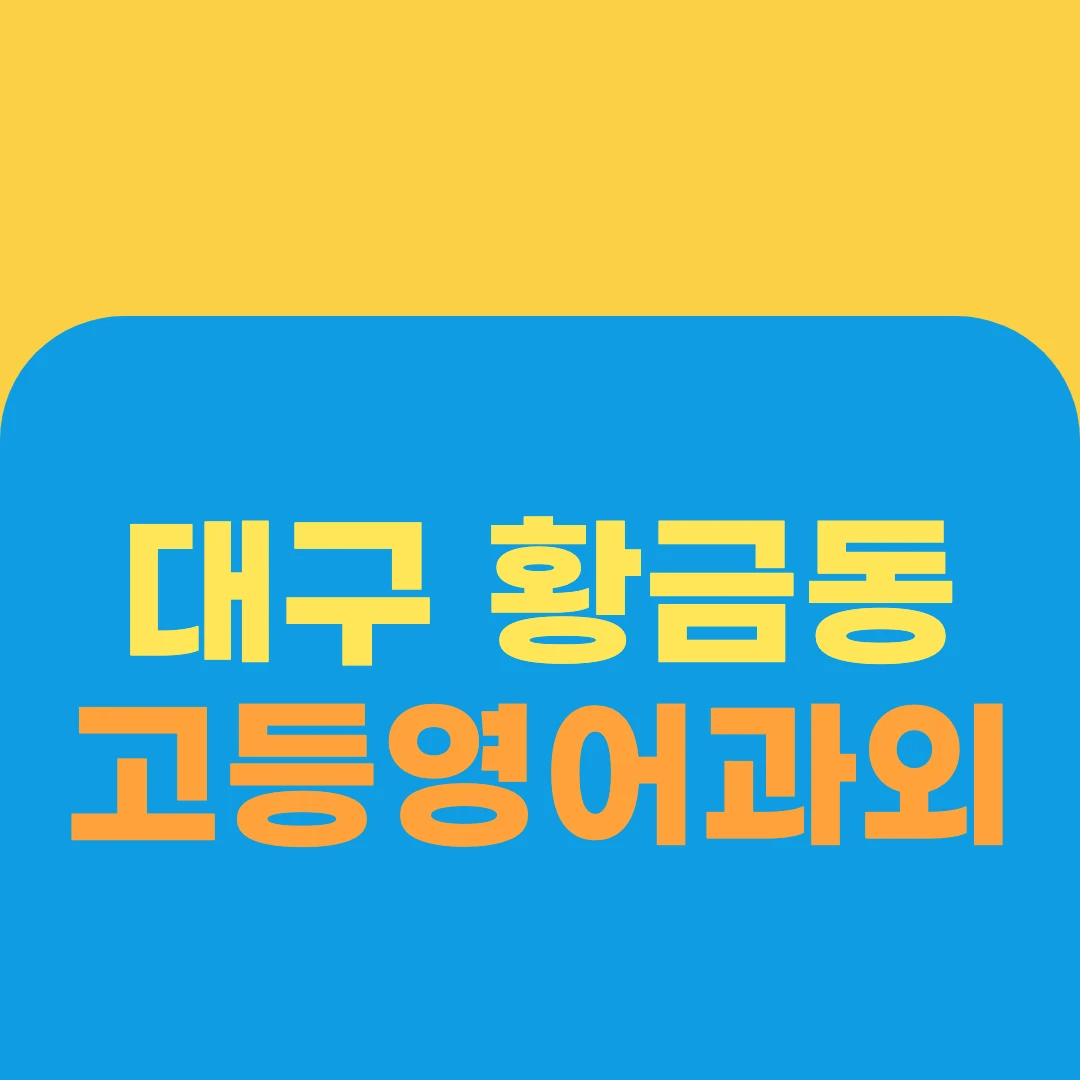 대구 황금동 고등영어과외