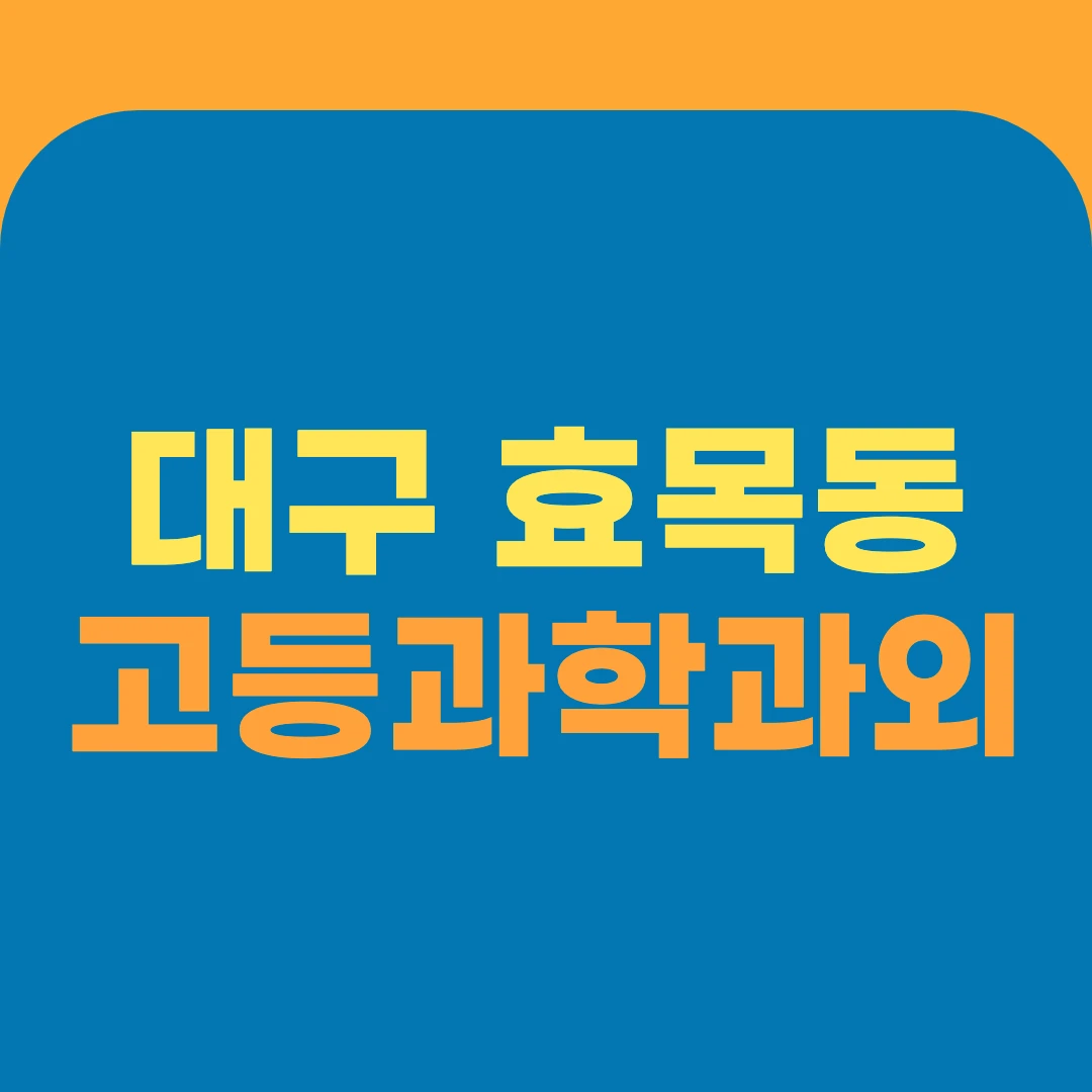 대구 효목동 고등과학과외