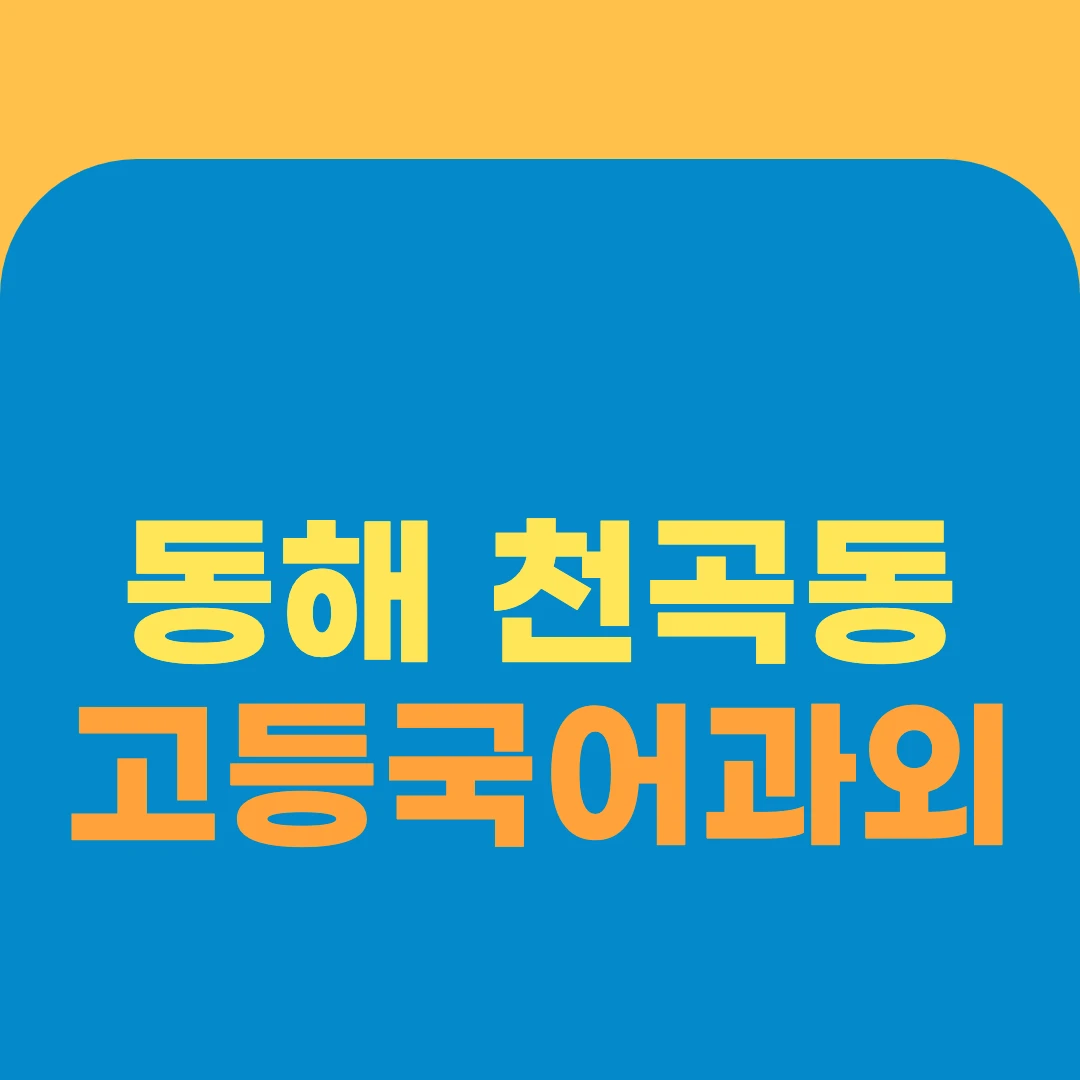 동해 천곡동 고등국어과외