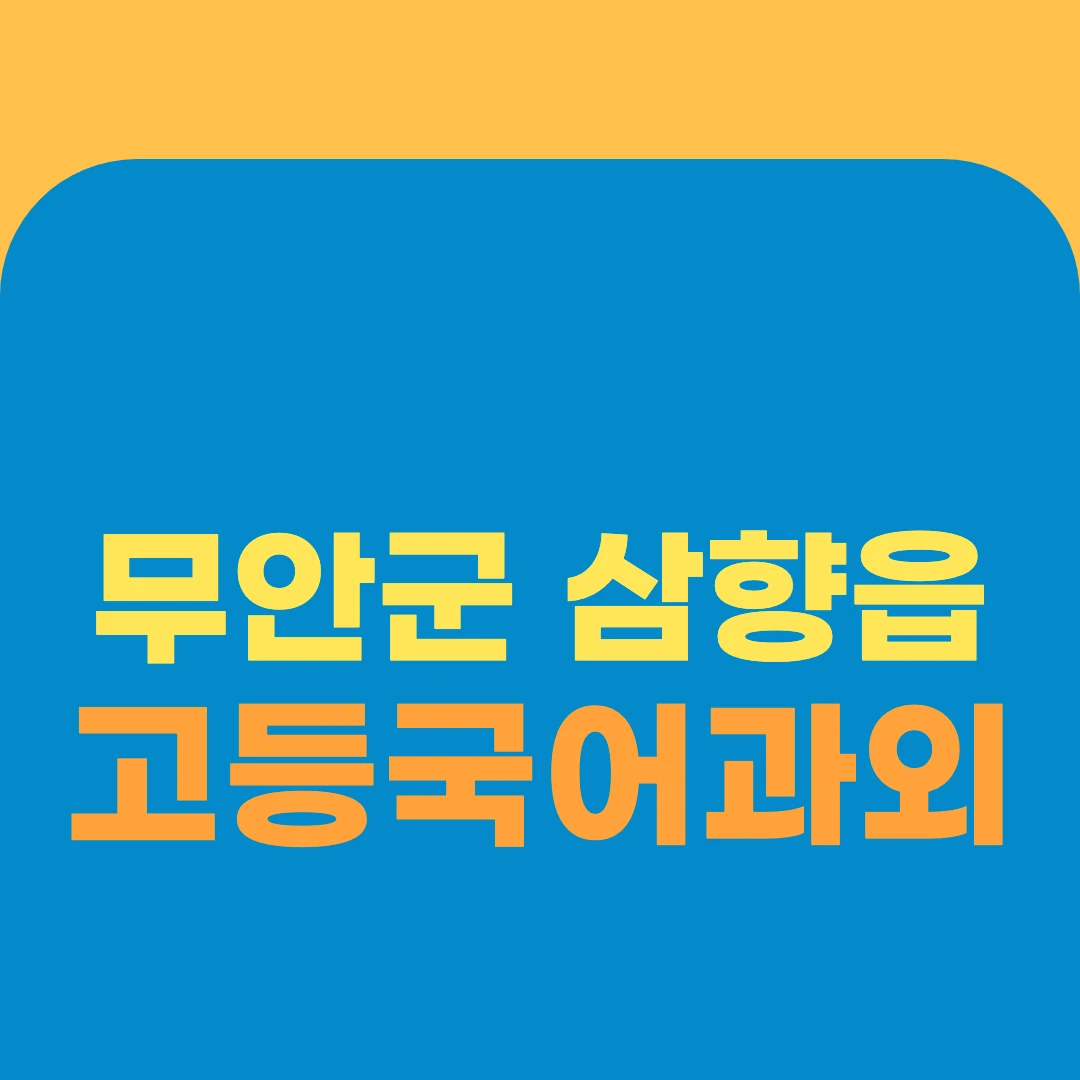 무안군 삼향읍 고등국어과외