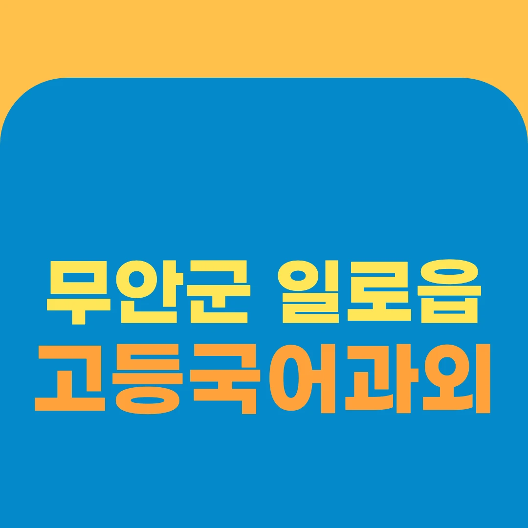 무안군 일로읍 고등국어과외