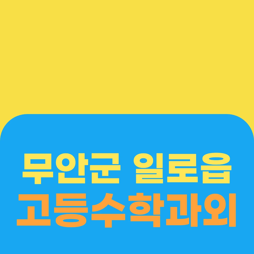 무안군 일로읍 고등수학과외