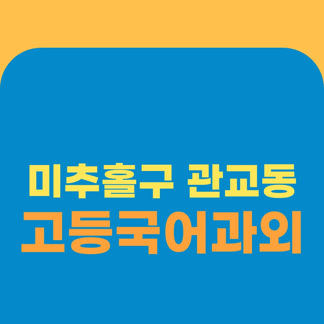 미추홀구 관교동 고등국어과외