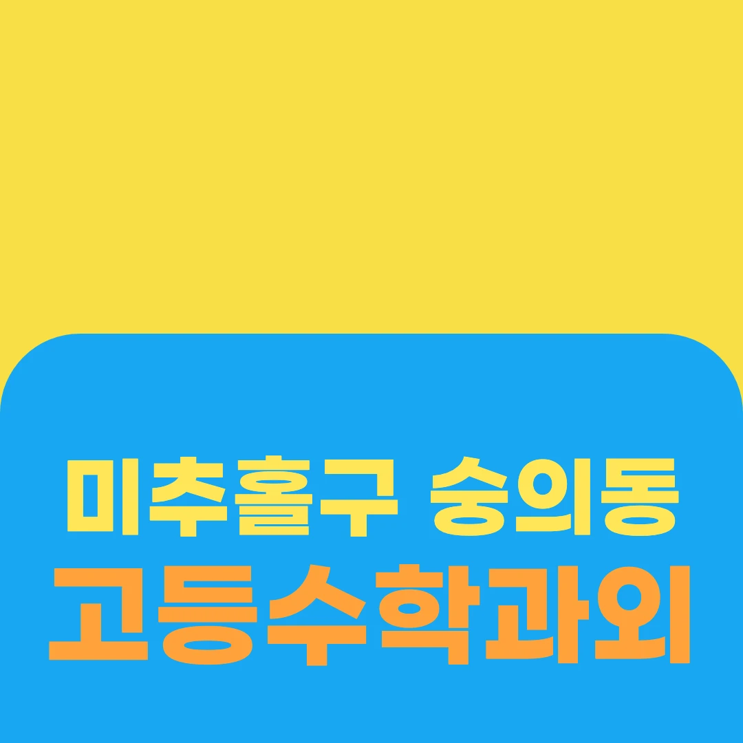 미추홀구 숭의동 고등수학과외