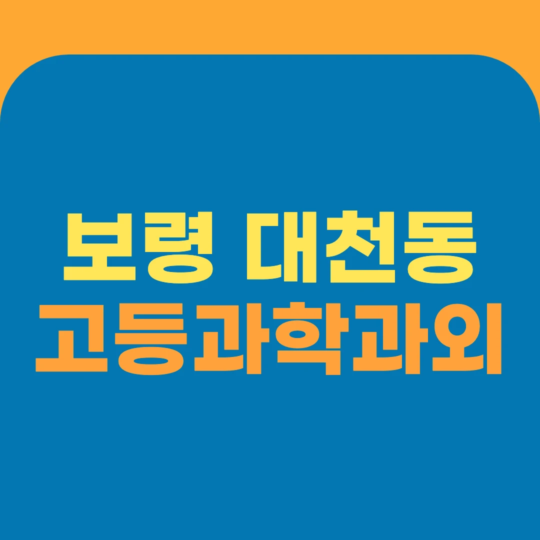 보령 대천동 고등과학과외