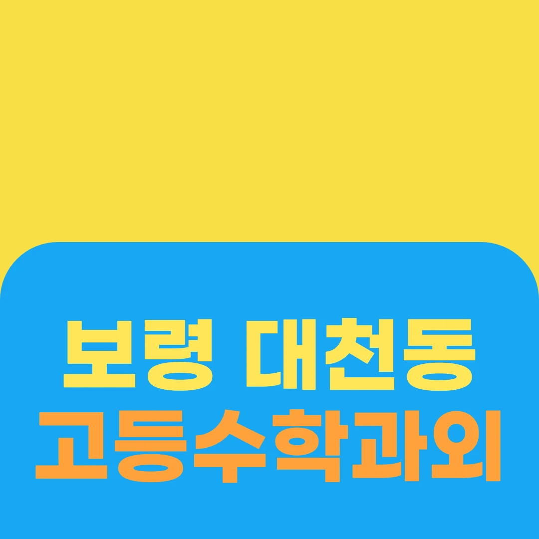보령 대천동 고등수학과외