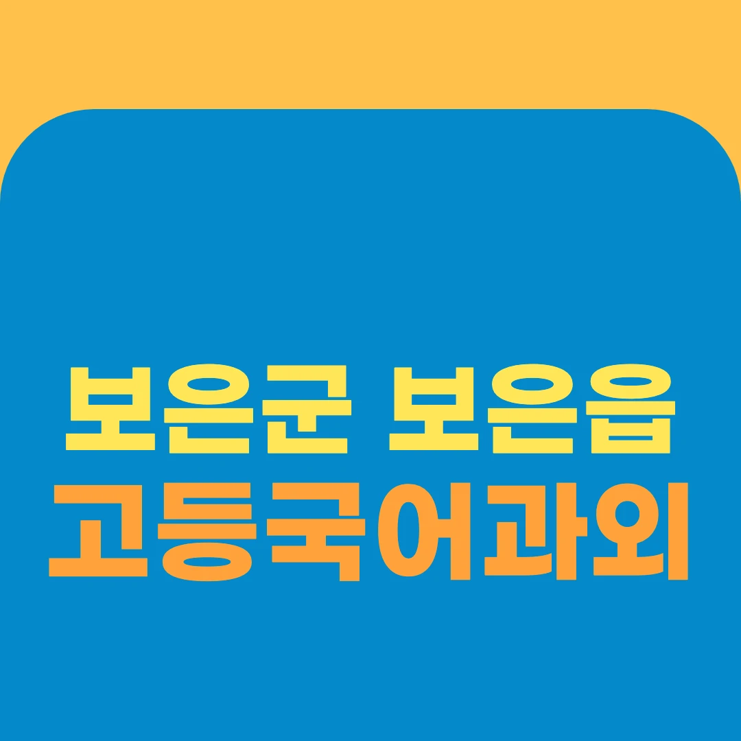 보은군 보은읍 고등국어과외