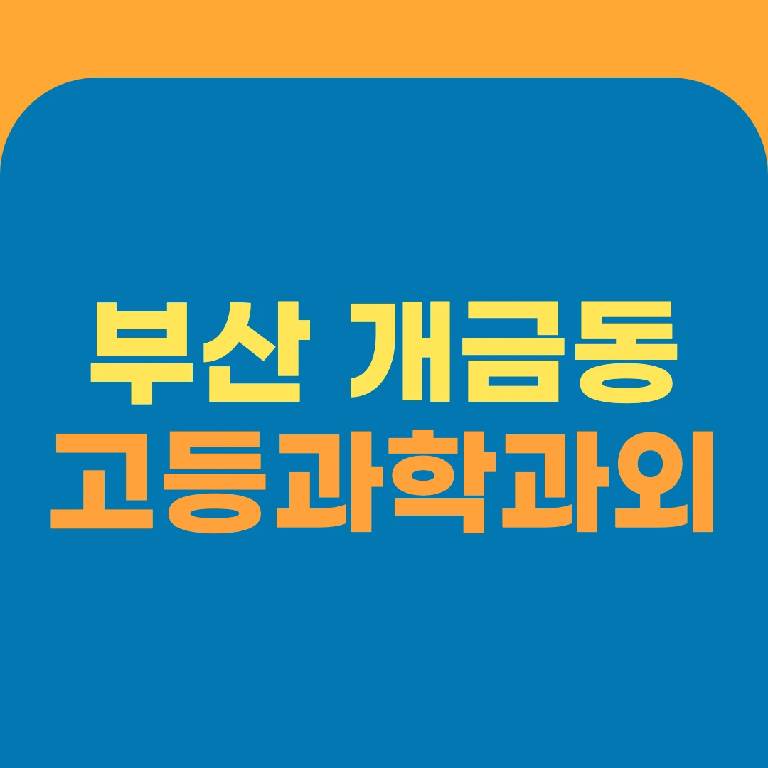 부산 개금동 고등과학과외