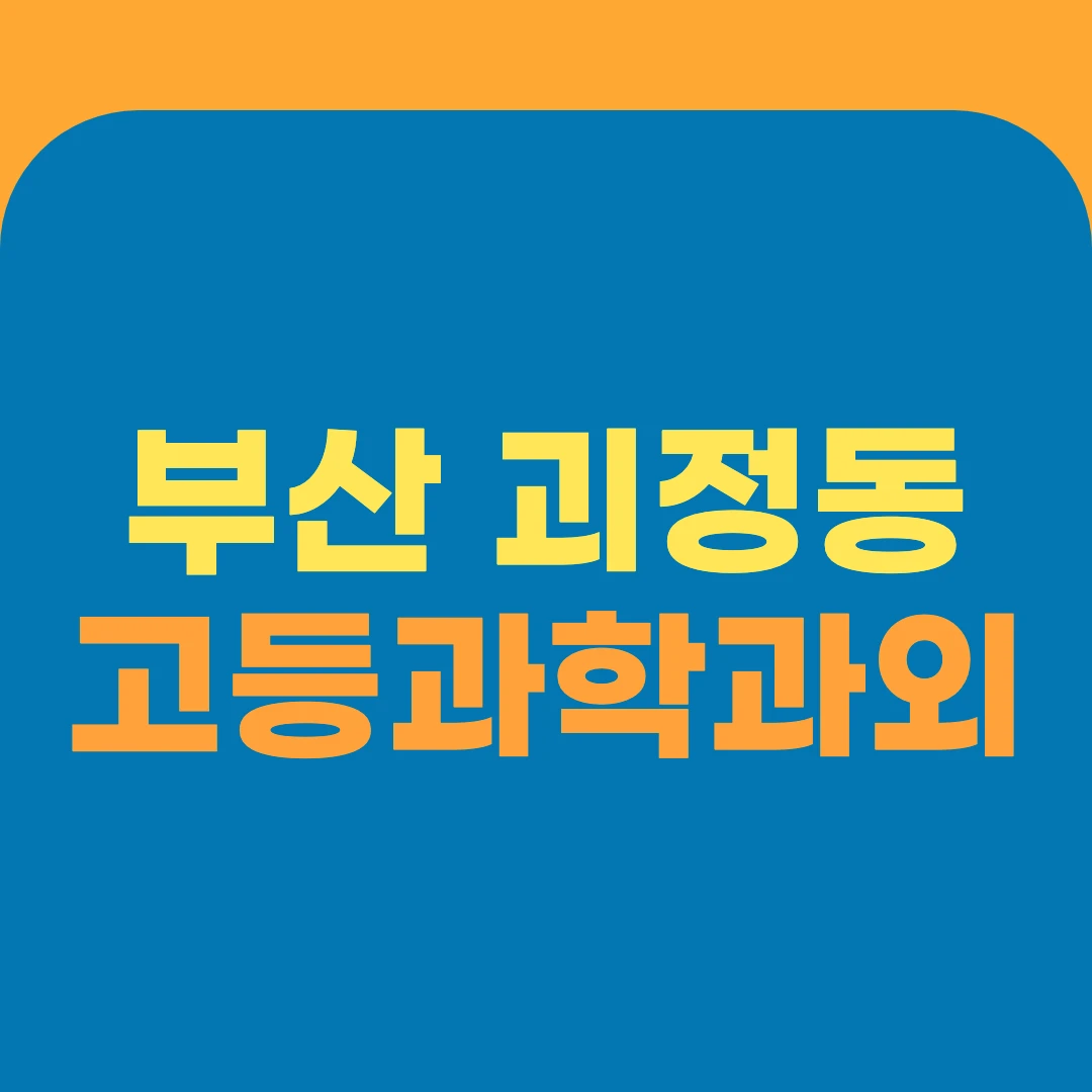 부산 괴정동 고등과학과외