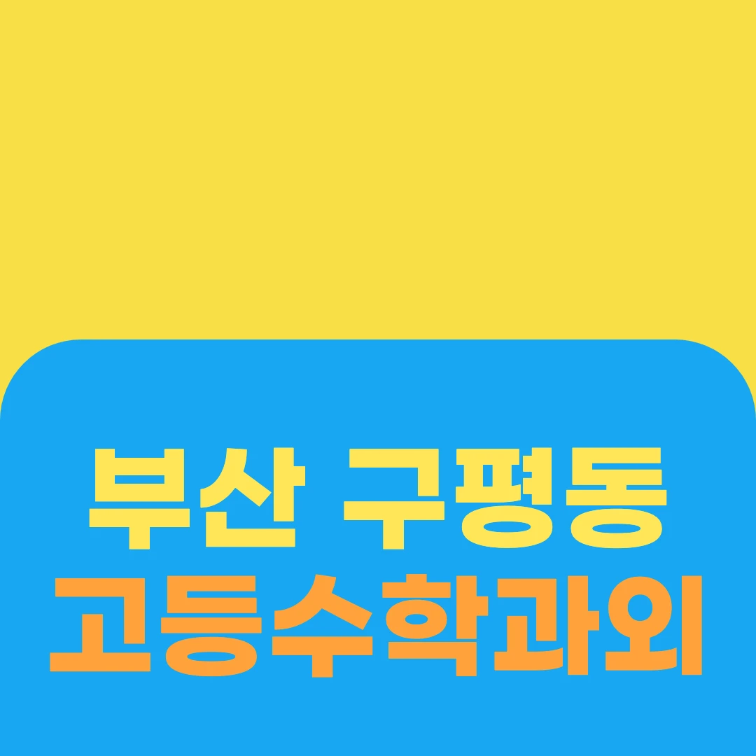 부산 구평동 고등수학과외