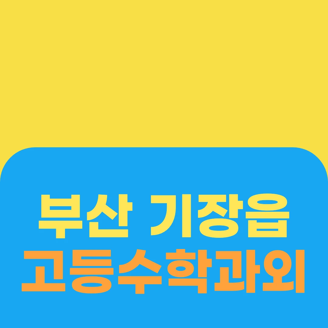 부산 기장읍 고등수학과외