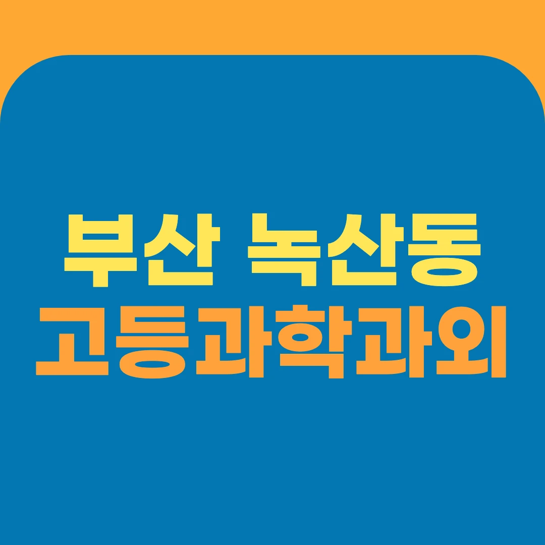 부산 녹산동 고등과학과외