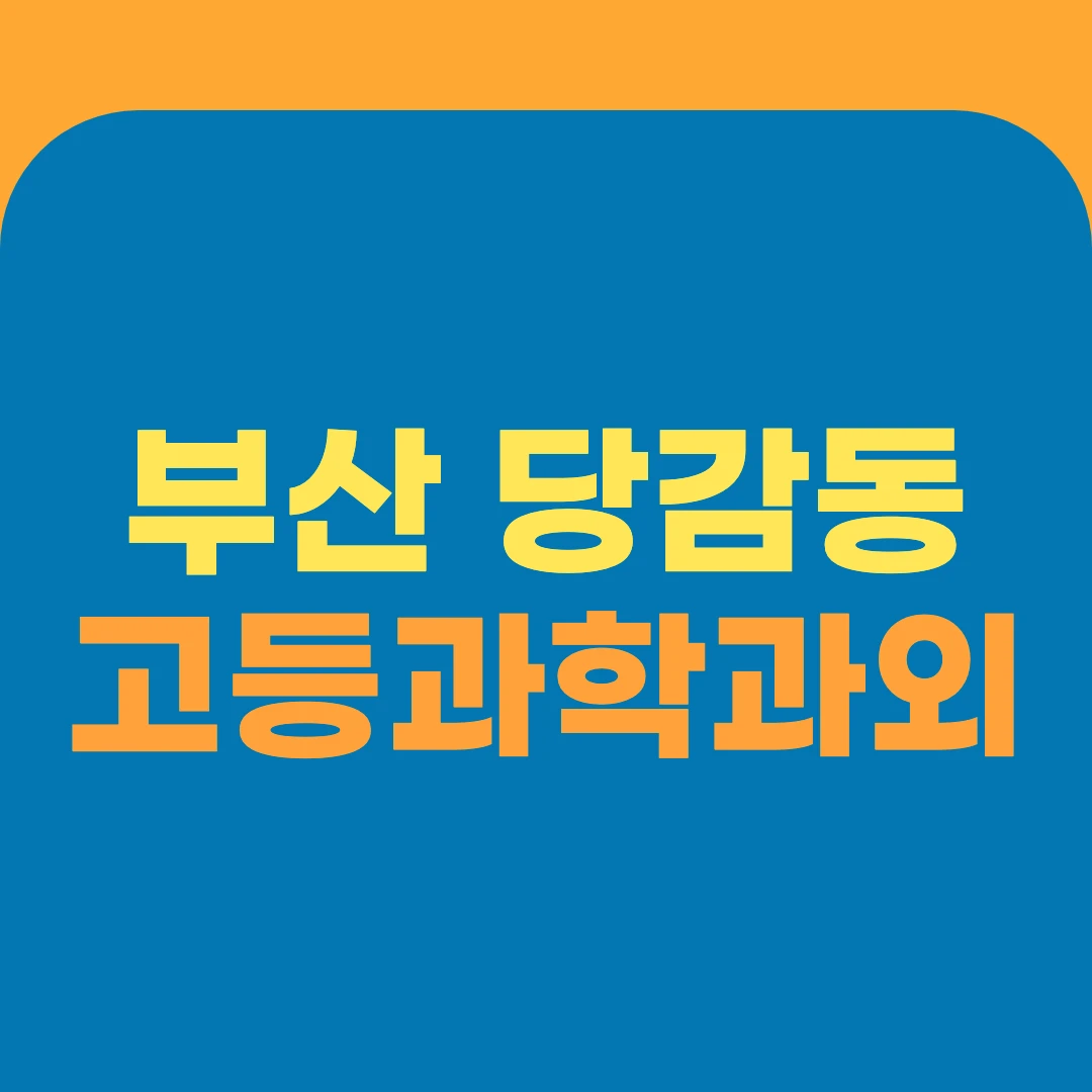 부산 당감동 고등과학과외