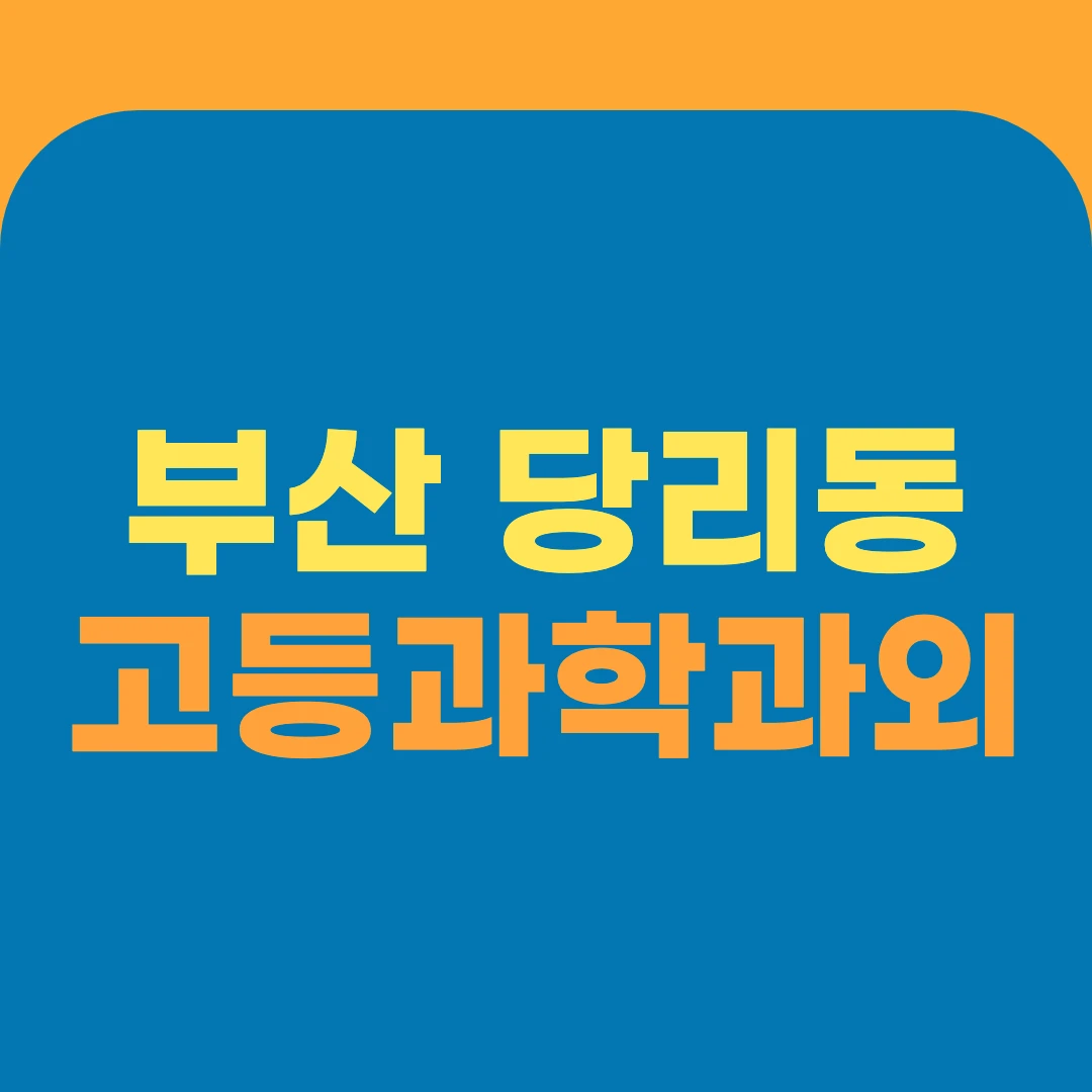 부산 당리동 고등과학과외