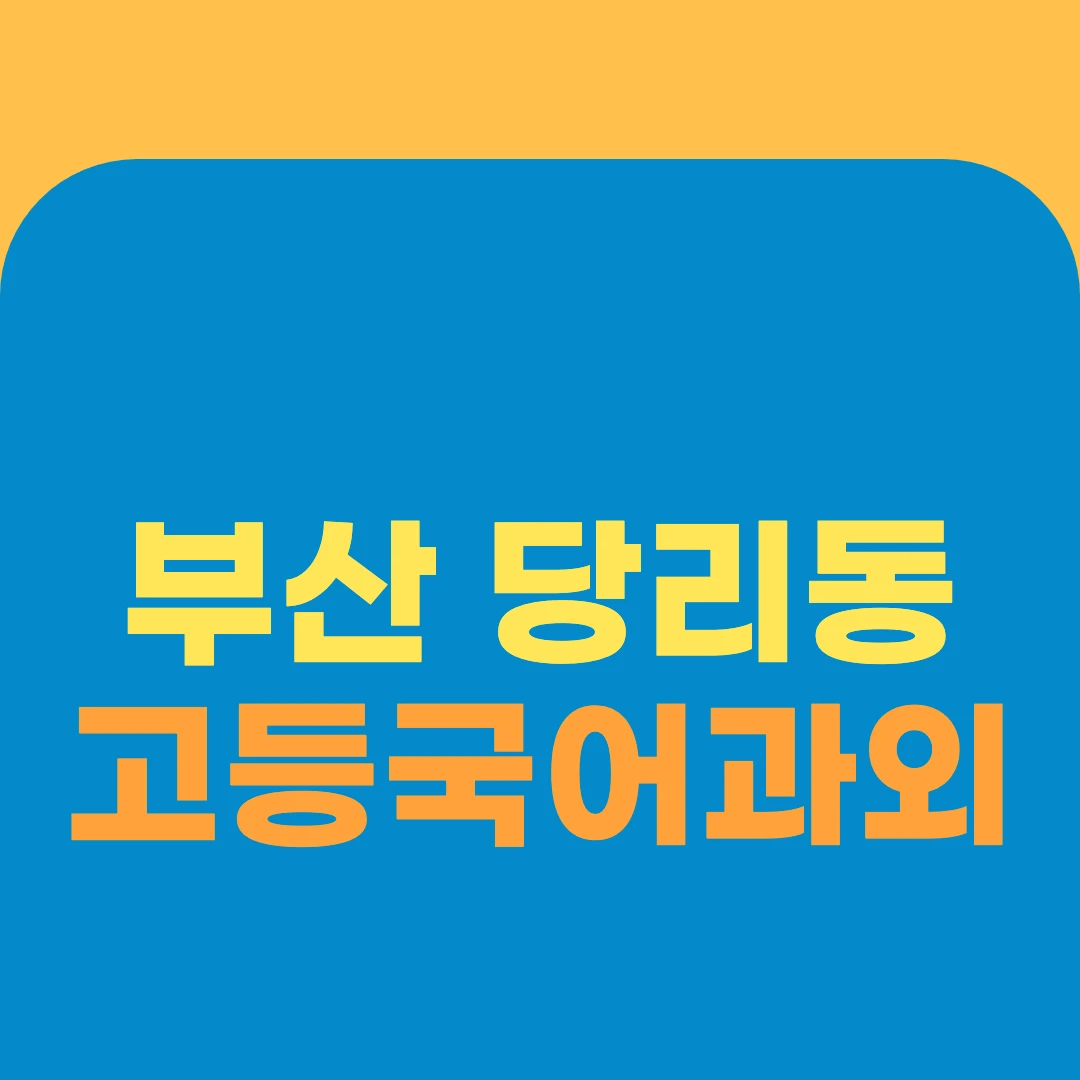 부산 당리동 고등국어과외